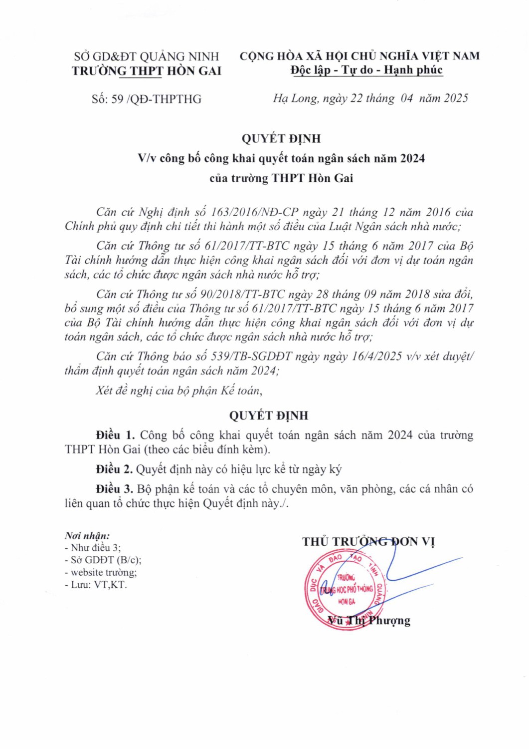 công khai quyết toán ngân sách năm 2024