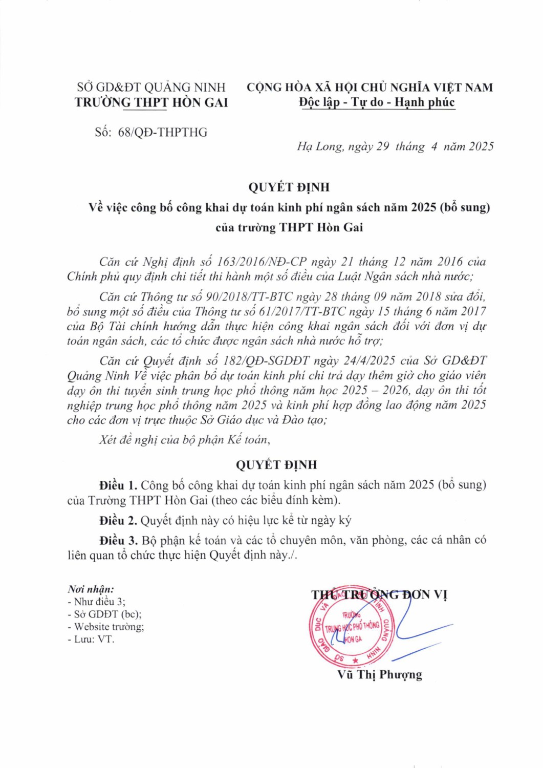công khai dự toán kinh phí ngân sách năm 2025 (bổ sung)